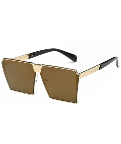 Rimless Oversized Square Sunglasses Metal Frame Flat Top Sunglasses - Gold - C8184RNL089 $17.44