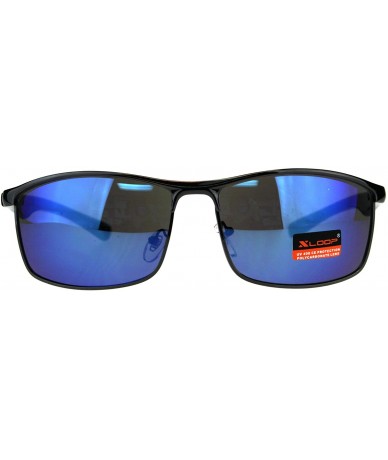 Rectangular Xloop Sunglasses Mens Designer Fashion Rectangular Shades UV 400 - Gunmetal (Blue Mirror) - CH18E2T44T2 $19.77