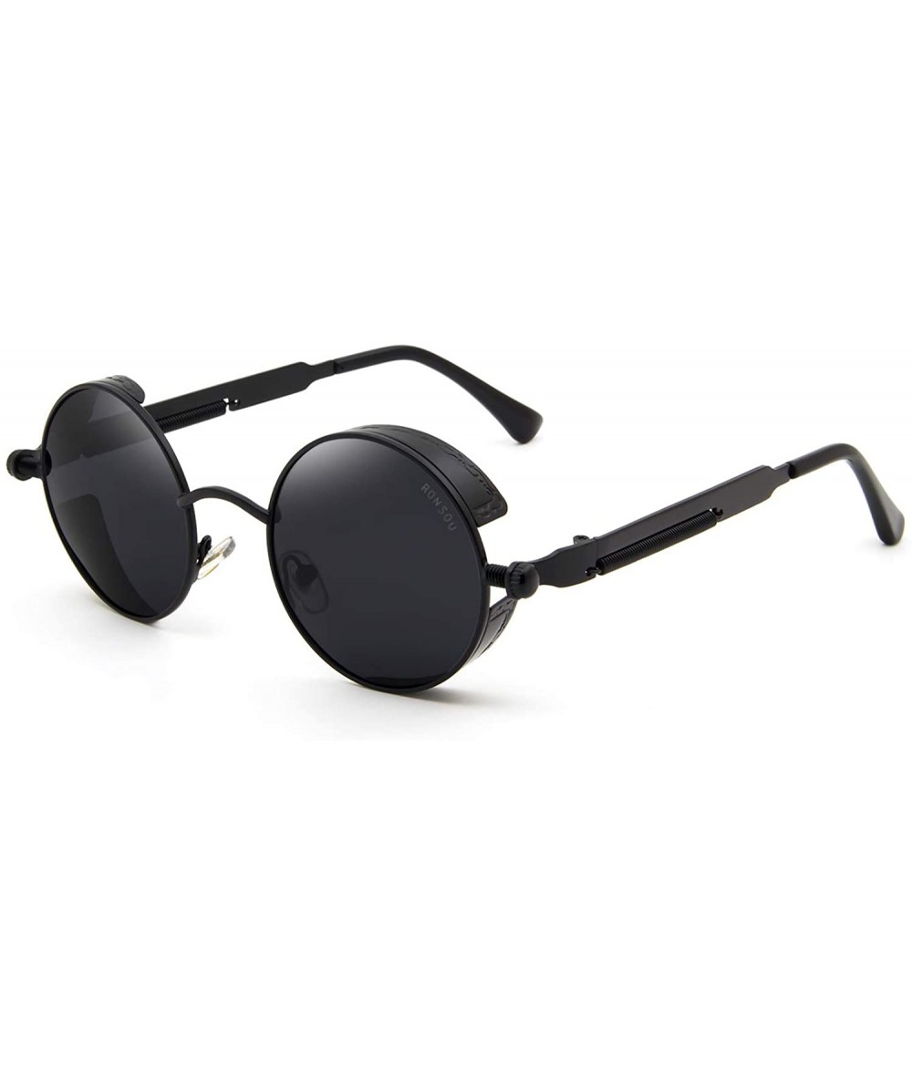 Round Round Steampunk Sunglasses for Women Men Vintage Retro Circle Metal Frame Eyewear Shades - CL1972R62RS $25.32