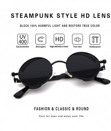 Round Round Steampunk Sunglasses for Women Men Vintage Retro Circle Metal Frame Eyewear Shades - CL1972R62RS $25.32