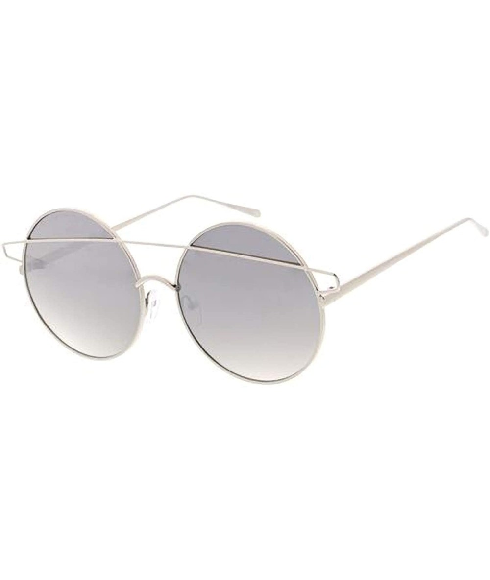 Round Fashion Round Frame Wired Uni-brow Sunglasses - Silver - C018ASZWLE3 $22.75