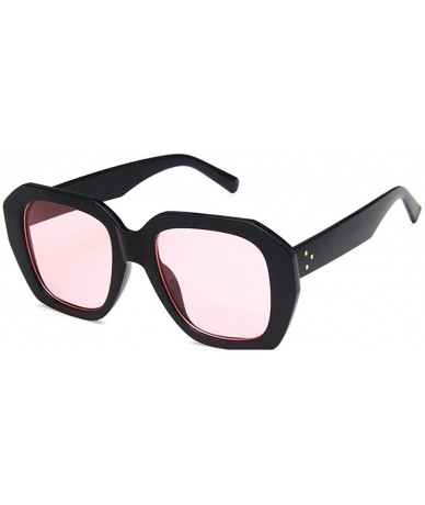 Square Unisex Sunglasses Fashion Bright Black Grey Drive Holiday Square Non-Polarized UV400 - Bright Black Pink - CB18RI0SLER...