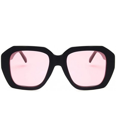 Square Unisex Sunglasses Fashion Bright Black Grey Drive Holiday Square Non-Polarized UV400 - Bright Black Pink - CB18RI0SLER...