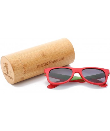 Round Skateboard Sunglasses Wood Glasses Polarized Fishing Sun Shades for Men UV400 Protection with Bamboo Case 52mm - CK12LG...