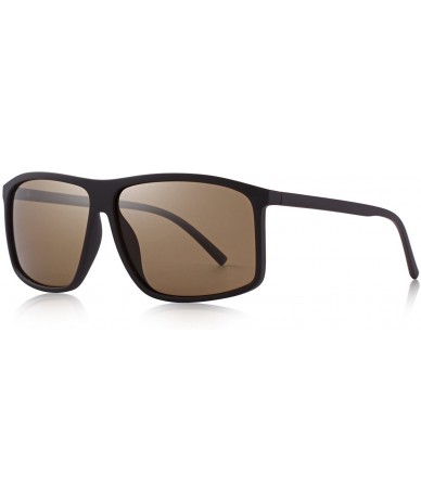 Square Men's Polarized Sunglasses For Driving Oversized Rectangular Sun glasses O8511 - Brown - C418H3TZ475 $27.95