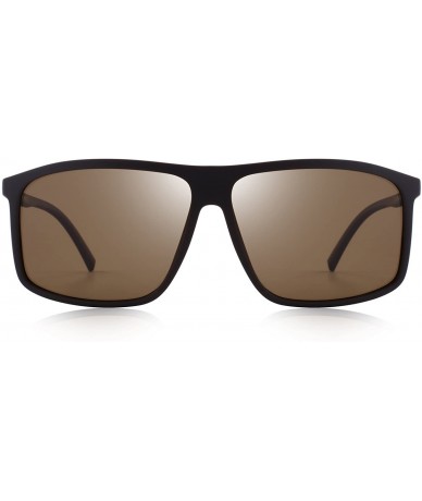 Square Men's Polarized Sunglasses For Driving Oversized Rectangular Sun glasses O8511 - Brown - C418H3TZ475 $27.95