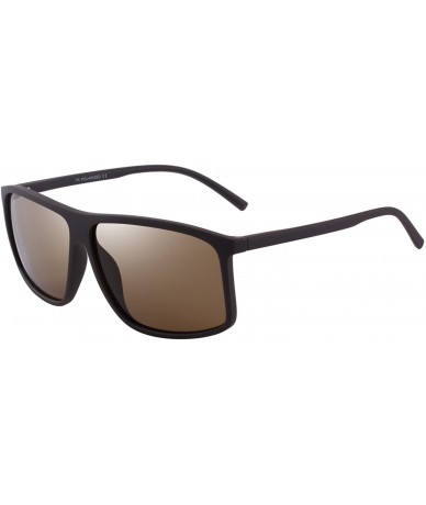 Square Men's Polarized Sunglasses For Driving Oversized Rectangular Sun glasses O8511 - Brown - C418H3TZ475 $27.95