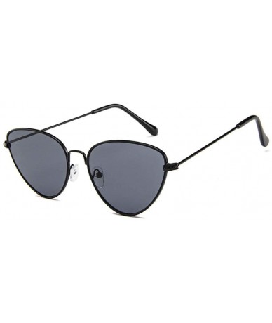 Oversized Fashion Cat Eye Full Rim Metal Sunglasses Womens Grey Lens Cateye Style Eyewear - Grey - CZ18RMZLQMU $20.33