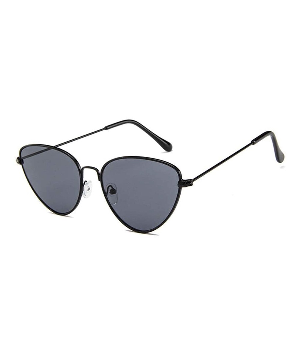 Oversized Fashion Cat Eye Full Rim Metal Sunglasses Womens Grey Lens Cateye Style Eyewear - Grey - CZ18RMZLQMU $20.33