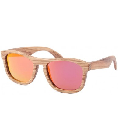 Square Bundestera - Unisex Zebra Wood Polarized Square Sunglass - Red - C117WUQWEZ9 $74.75