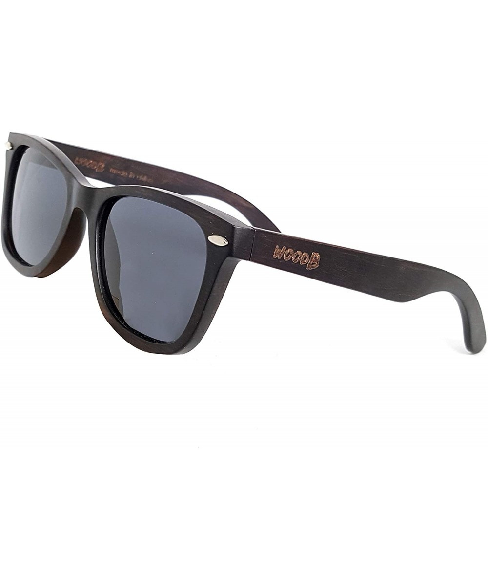 Round Real Wood Round Sunglasses UV-400 Polarized Lenses Plus Cap in a Gift Box - Black-gray - C518GMITLNU $43.10