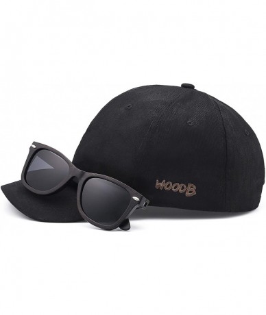 Round Real Wood Round Sunglasses UV-400 Polarized Lenses Plus Cap in a Gift Box - Black-gray - C518GMITLNU $43.10