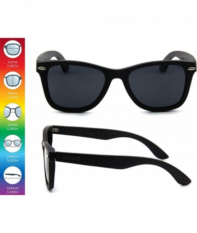 Round Real Wood Round Sunglasses UV-400 Polarized Lenses Plus Cap in a Gift Box - Black-gray - C518GMITLNU $43.10