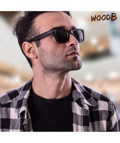 Round Real Wood Round Sunglasses UV-400 Polarized Lenses Plus Cap in a Gift Box - Black-gray - C518GMITLNU $43.10