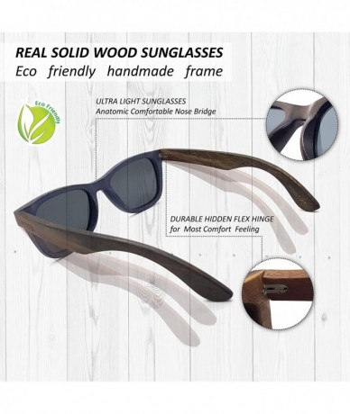 Round Real Wood Round Sunglasses UV-400 Polarized Lenses Plus Cap in a Gift Box - Black-gray - C518GMITLNU $43.10