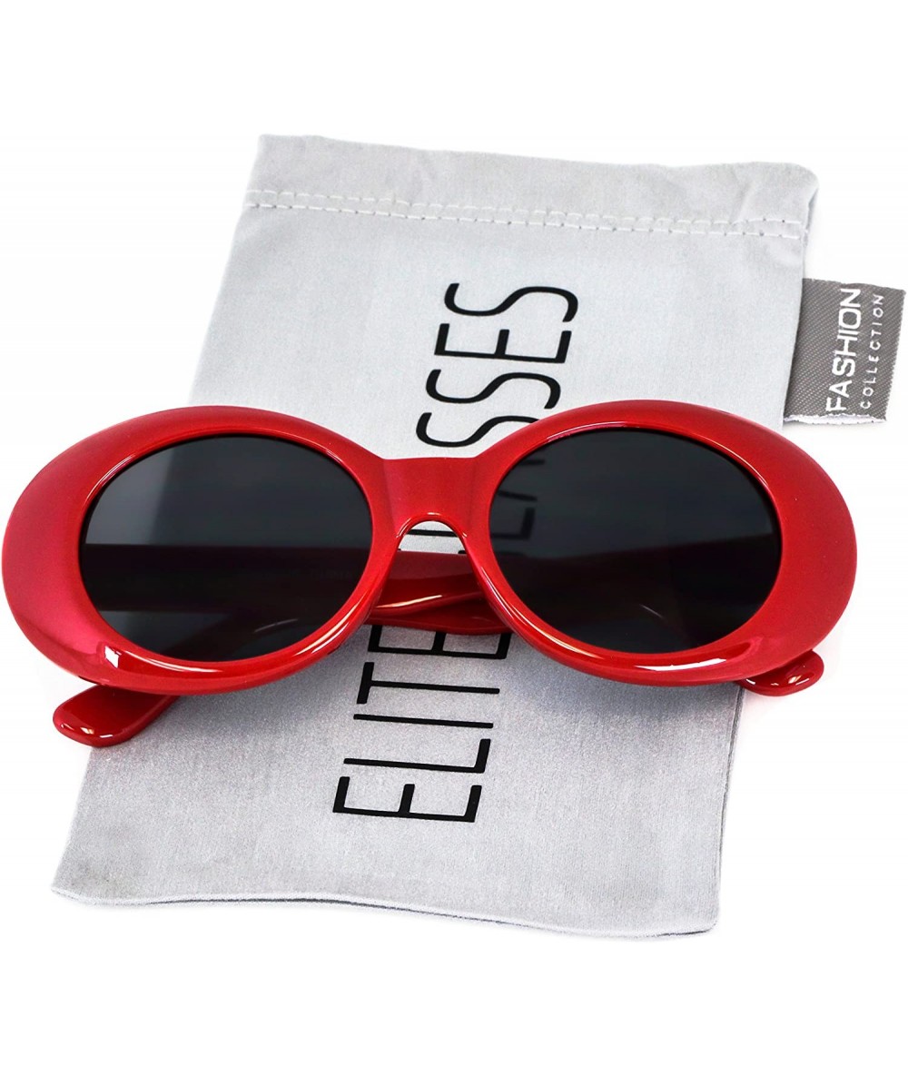 Goggle Vintage NIRVANA style Clout Goggles Oval Sunglasses For Women Men Eyewear - Red - CM1866MUSNU $17.66