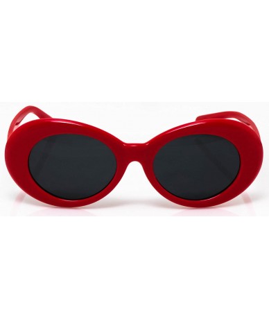 Goggle Vintage NIRVANA style Clout Goggles Oval Sunglasses For Women Men Eyewear - Red - CM1866MUSNU $17.66