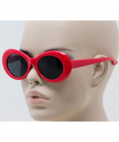 Goggle Vintage NIRVANA style Clout Goggles Oval Sunglasses For Women Men Eyewear - Red - CM1866MUSNU $17.66