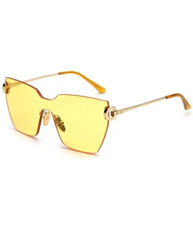 Rectangular Oversized Frameless Sunglasses Designer Rectangle - Yellow - CO18Q0NM6YK $25.54