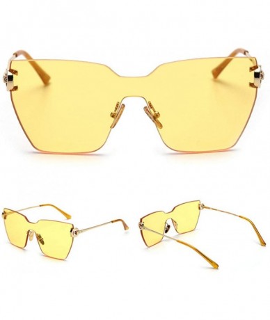 Rectangular Oversized Frameless Sunglasses Designer Rectangle - Yellow - CO18Q0NM6YK $25.54