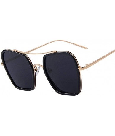 Square Fashion Women Square Sunglasses Double Bridge Design Summer Sunglasses C04 Blue - C05 Red - CK18YKUQX8G $20.50