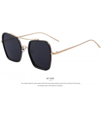 Square Fashion Women Square Sunglasses Double Bridge Design Summer Sunglasses C04 Blue - C05 Red - CK18YKUQX8G $20.50