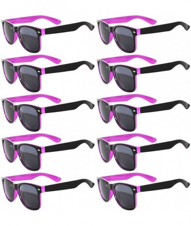 Square Lot of 10 Pairs Wholesale Retro Vintage Two-Tone Sunglasses Smoke Lens - Purple - CY18SGTAOEX $42.11