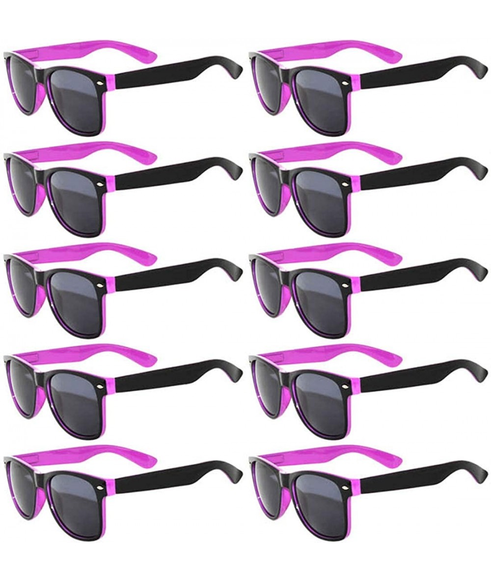 Square Lot of 10 Pairs Wholesale Retro Vintage Two-Tone Sunglasses Smoke Lens - Purple - CY18SGTAOEX $42.11