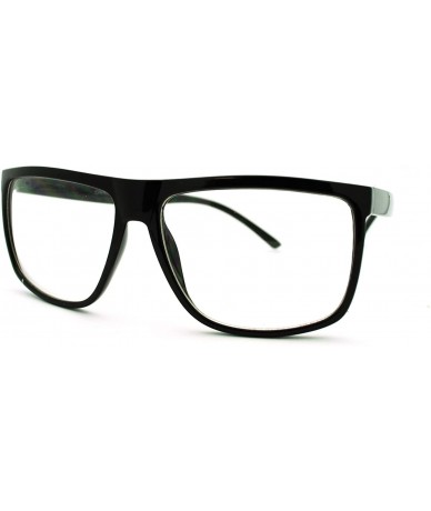 Rectangular Oversized Clear Lens Glasses Nerdy Square Rectangular Fashion Eyeglasses - Black - CS11K5BOU0R $18.31