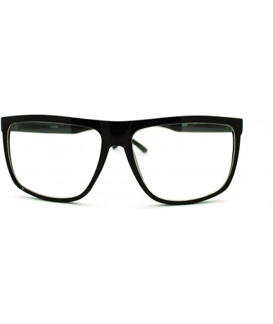 Rectangular Oversized Clear Lens Glasses Nerdy Square Rectangular Fashion Eyeglasses - Black - CS11K5BOU0R $18.31