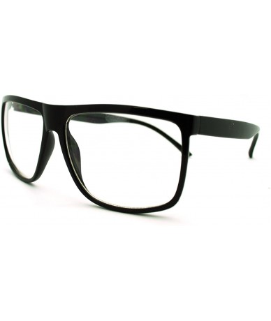 Rectangular Oversized Clear Lens Glasses Nerdy Square Rectangular Fashion Eyeglasses - Black - CS11K5BOU0R $18.31