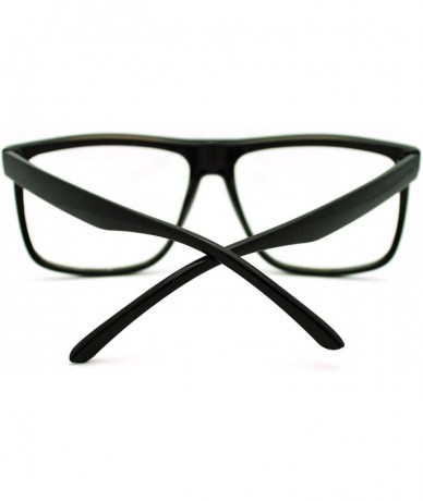 Rectangular Oversized Clear Lens Glasses Nerdy Square Rectangular Fashion Eyeglasses - Black - CS11K5BOU0R $18.31