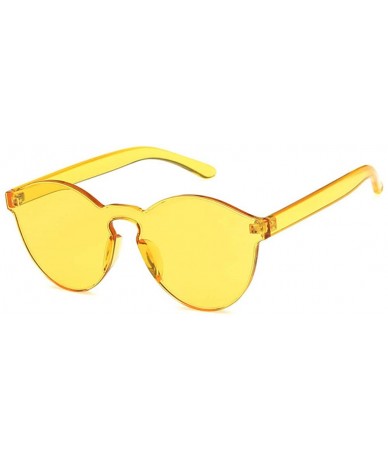 Oval Women Sunglasses Retro Pink Drive Holiday Oval Non-Polarized UV400 - Yellow - C718RLWN6MX $17.64