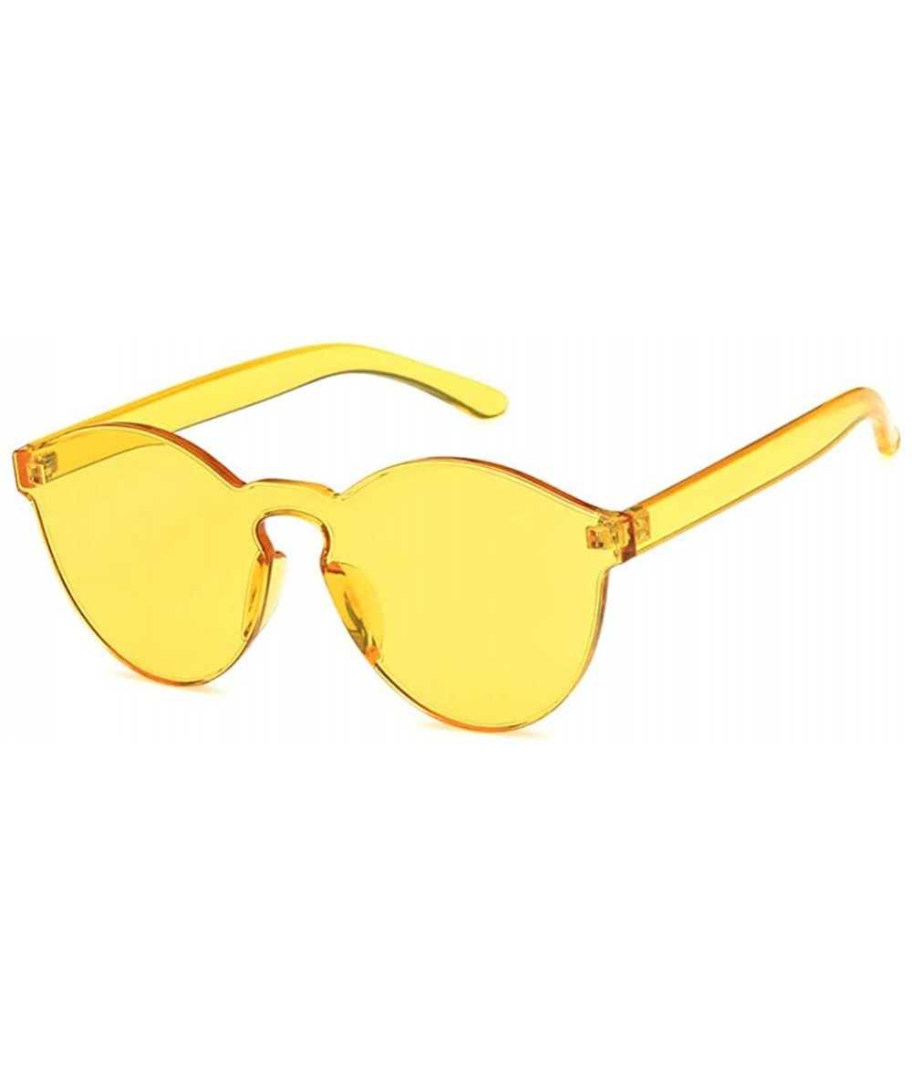 Oval Women Sunglasses Retro Pink Drive Holiday Oval Non-Polarized UV400 - Yellow - C718RLWN6MX $17.64