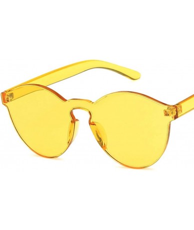 Oval Women Sunglasses Retro Pink Drive Holiday Oval Non-Polarized UV400 - Yellow - C718RLWN6MX $17.64