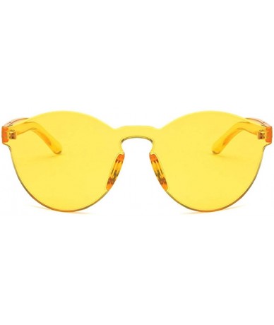 Oval Women Sunglasses Retro Pink Drive Holiday Oval Non-Polarized UV400 - Yellow - C718RLWN6MX $17.64