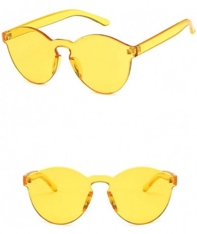 Oval Women Sunglasses Retro Pink Drive Holiday Oval Non-Polarized UV400 - Yellow - C718RLWN6MX $17.64