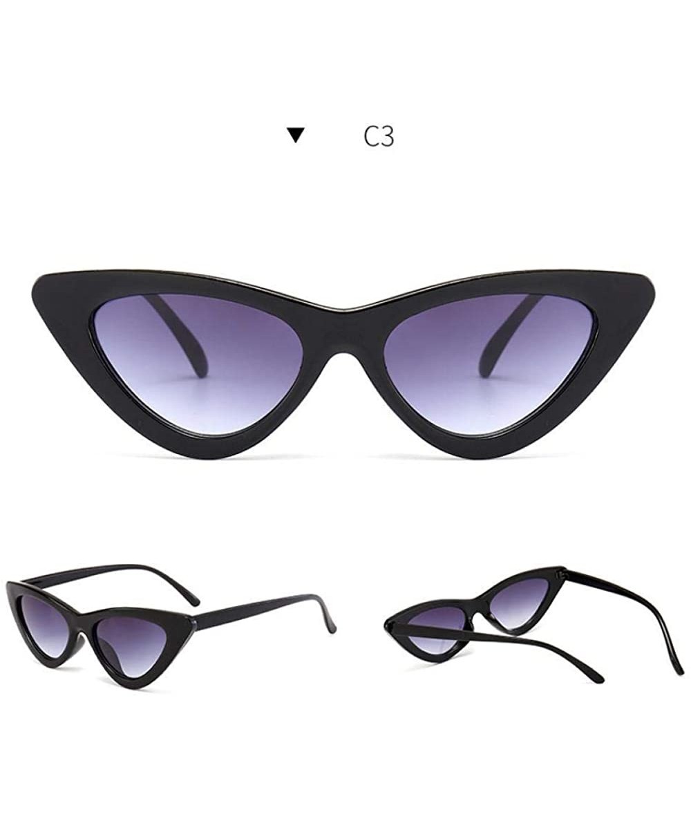 Aviator 2019 New Fashion Sexy Ladies Cat Eye Sunglasses Women Brand Black Clear Blue - Black Gray - C618XDUCKEQ $22.43