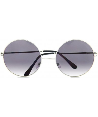 Wayfarer Oversized Round Glasses Men Women Metal Frame Retro Vintage Fashion - Silver/Gradient - CD12NAJK19M $16.58