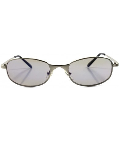 Rectangular Blue Mirrored Lens 80s 90s Sporty Stylish Mens Silver Metal Rectangle Sunglasses - CY18023M8RD $22.94