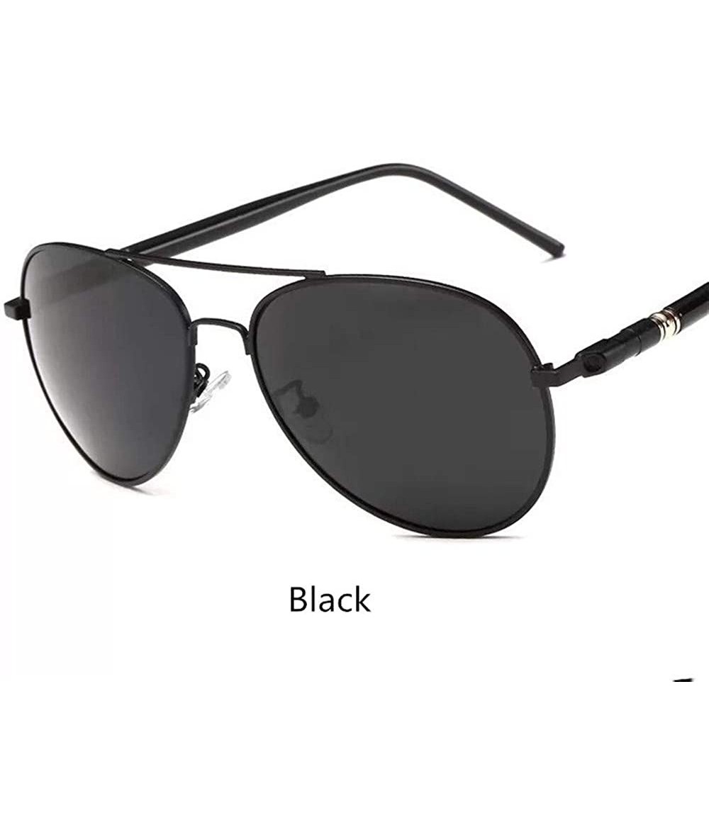 Round Polarized sunglasses Classic men's sunglasses driver driving sunglasses outdoor movement - Black - CY1999SN8IS $25.28