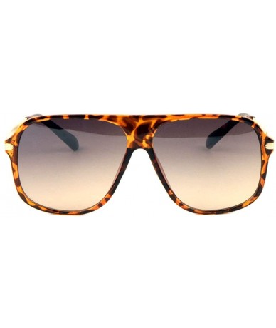 Square Flat Top Rond Square Lens Lines Temple Sunglasses - Brown Demi - C5197R8U675 $27.81