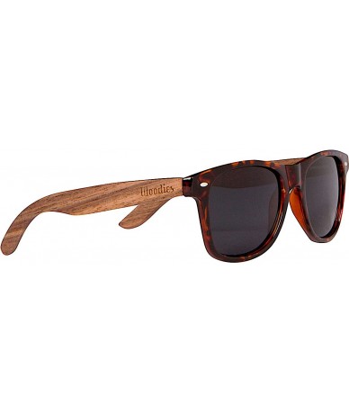 Aviator Walnut Wood Polarized Sunglasses with Tortoise Shell Frame - CZ182IGQ98C $50.01