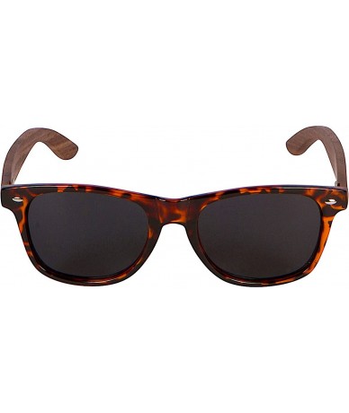 Aviator Walnut Wood Polarized Sunglasses with Tortoise Shell Frame - CZ182IGQ98C $50.01