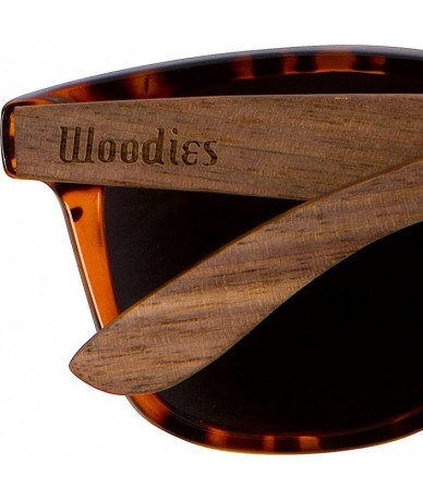 Aviator Walnut Wood Polarized Sunglasses with Tortoise Shell Frame - CZ182IGQ98C $50.01