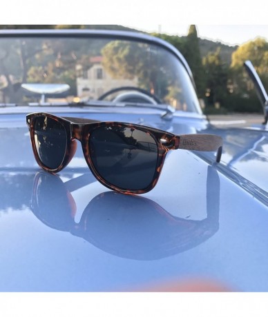 Aviator Walnut Wood Polarized Sunglasses with Tortoise Shell Frame - CZ182IGQ98C $50.01