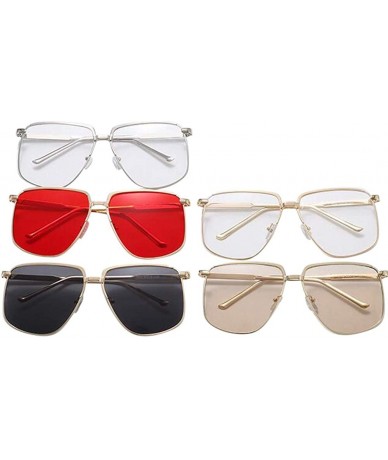 Round Women Fashion Summer Anti UV Large Frame Sunglasses for Round Face - Silver Frame Flat Light - C218WSCYQDO $21.85