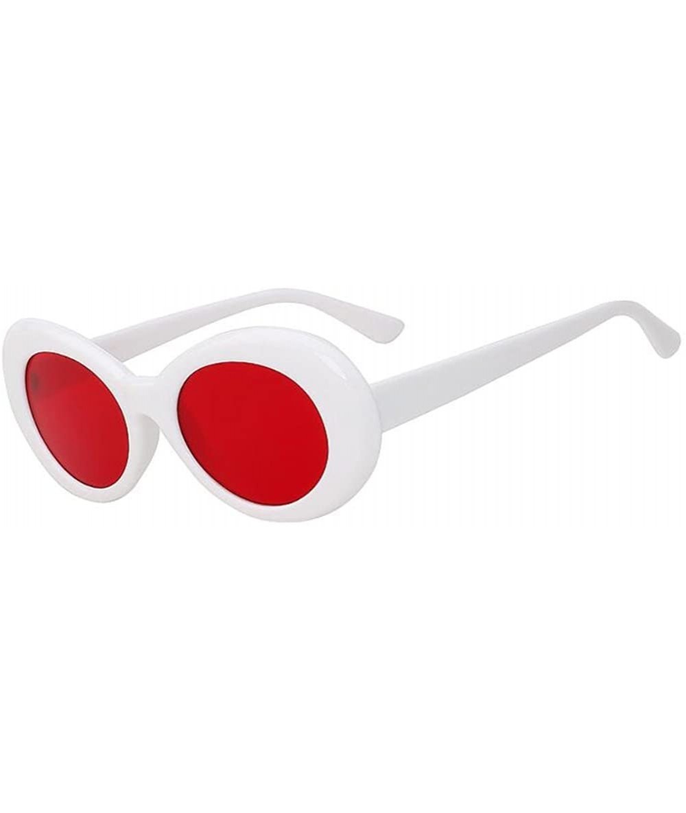 Sport Women Cateye UV400 Glasses Classic Retro Vintage Oval Sunglasses Eeywear - White F Red Lens - C618C6Y2K7I $19.08