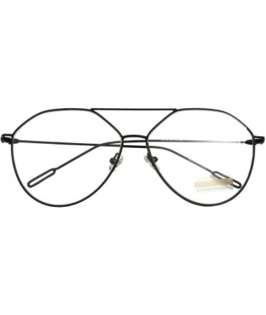 Aviator Vintage Aviator Eyeglasses Metal Frames Clear Lens Glasses Non-prescription - Black 520161 - C218LY399Y0 $25.46