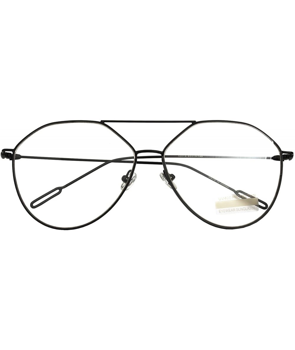 Aviator Vintage Aviator Eyeglasses Metal Frames Clear Lens Glasses Non-prescription - Black 520161 - C218LY399Y0 $25.46